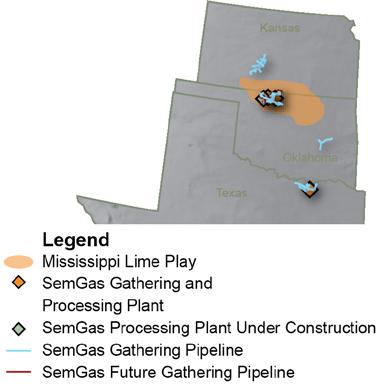 SemGas (U.S.) Natural gas gathering and processing services Located in liquids