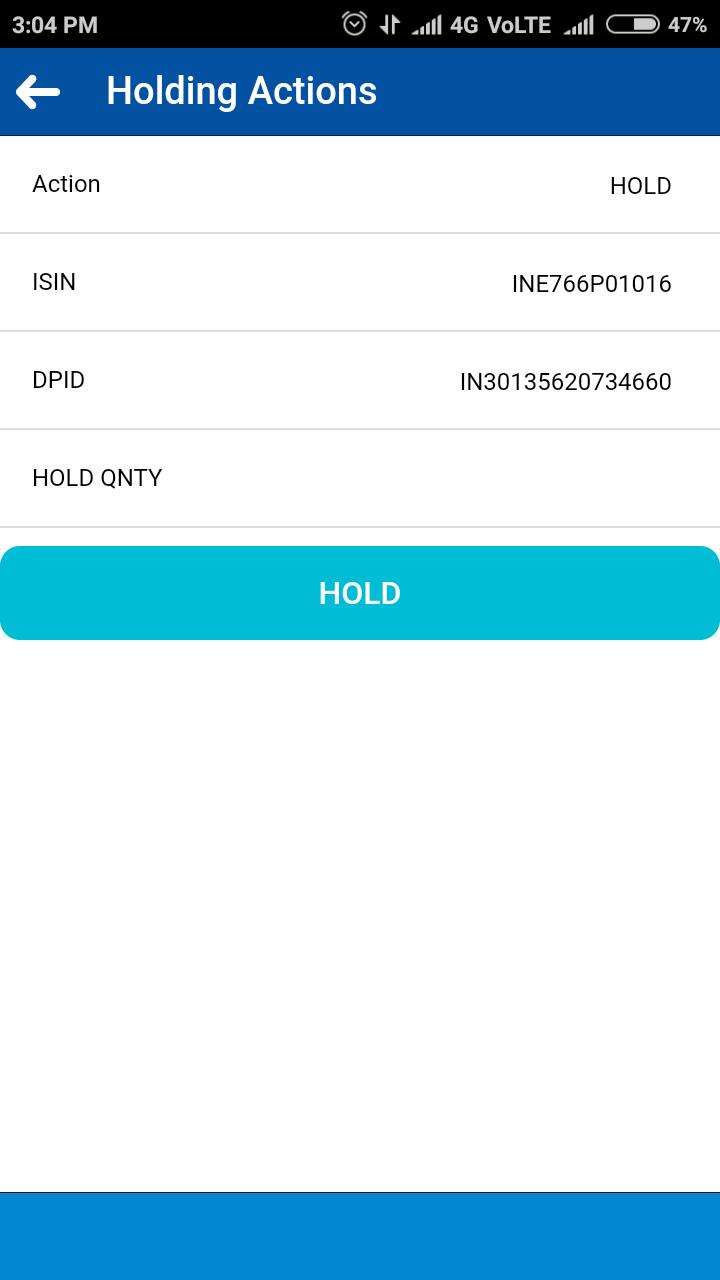 Just swipe right to left then NSE SELL/BSE SELL option will come from there order can be placed.