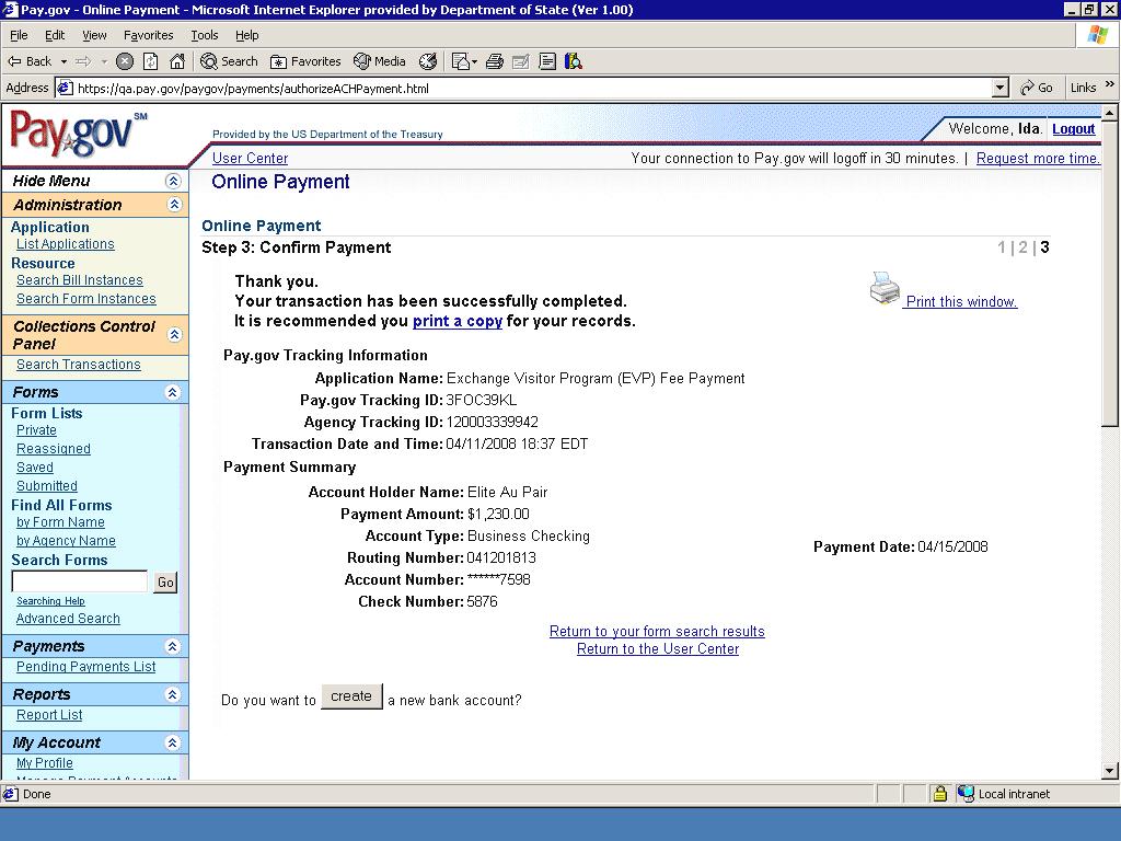 Exhibit M ACH Direct Debit Step 3: Confirm Payment This screen provides