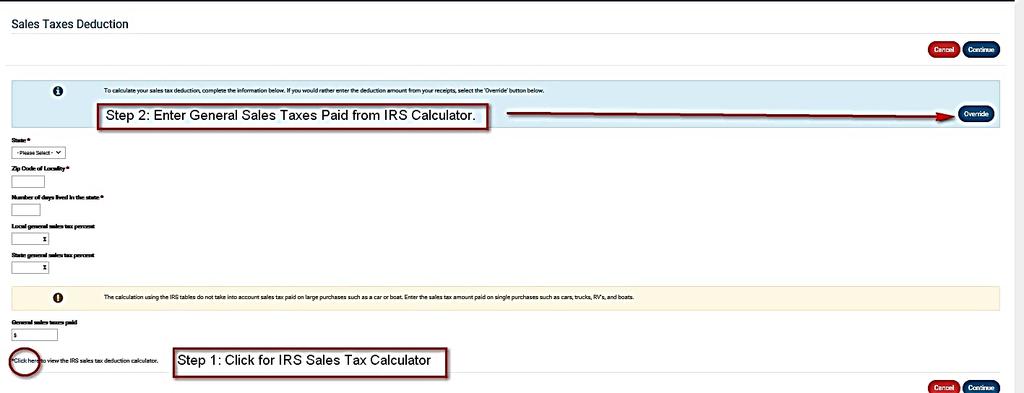 Two Steps To Use IRS Sales Tax Calculator Step 2: Enter General Sales