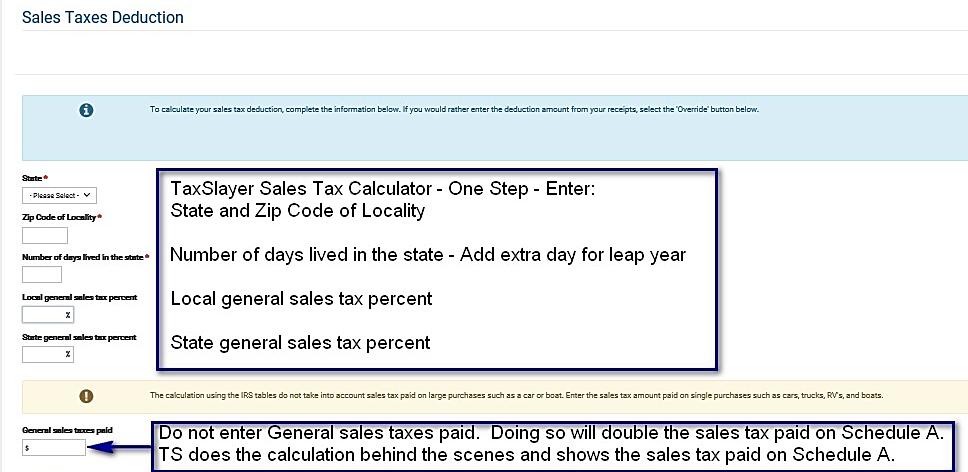 TaxSlayer Sales Tax