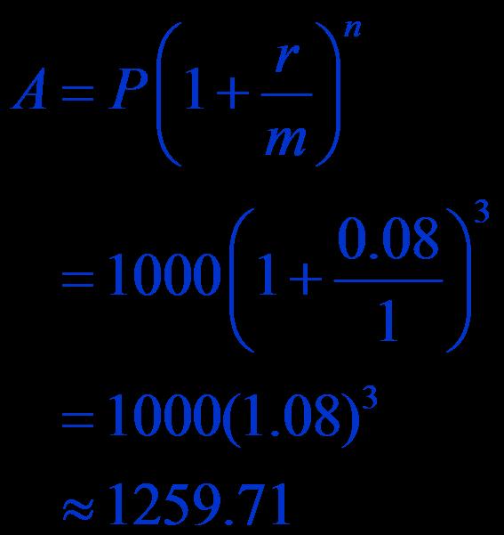 Example Solution a. Annually. Here, P = 1000, r = 0.08, and m = 1. Thus, i = r = 0.