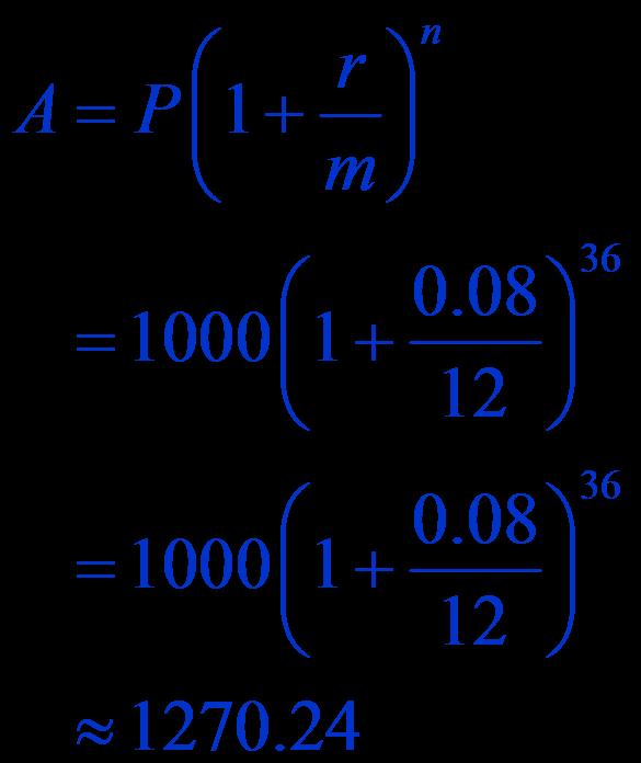 Example Solution d. Monthly. Here, P = 1000, r = 0.