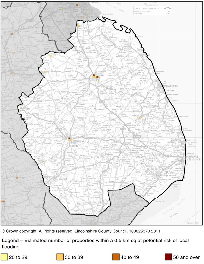 D3b: Surface water: preliminary flood risk assessment, East Lindsey initial areas where potential flood risk requires further investigation NOTE: