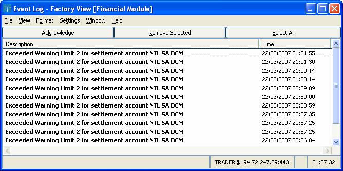 This screen displays the make up of your margin requirements, and is read only. Further detail is available in the Eurolight Financial Module manual.