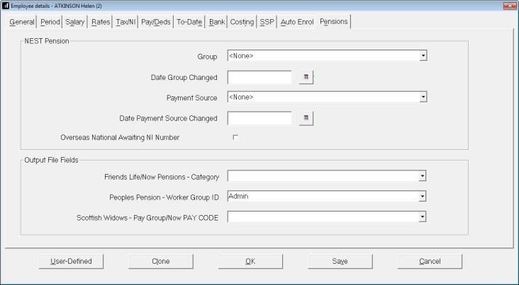 On the Configure Pension Fund Details screen, in the Unique ID field enter your ER Code that was supplied by Now Pension 4. In the Output File field, select Now Pensions V1.2 5.