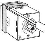 Panel P2CF-08 20 Flush Mounting Insert into the square hole of the panel and insert an adapter from the back so that there will be no space between and the panel. Then, secure the with a screw.