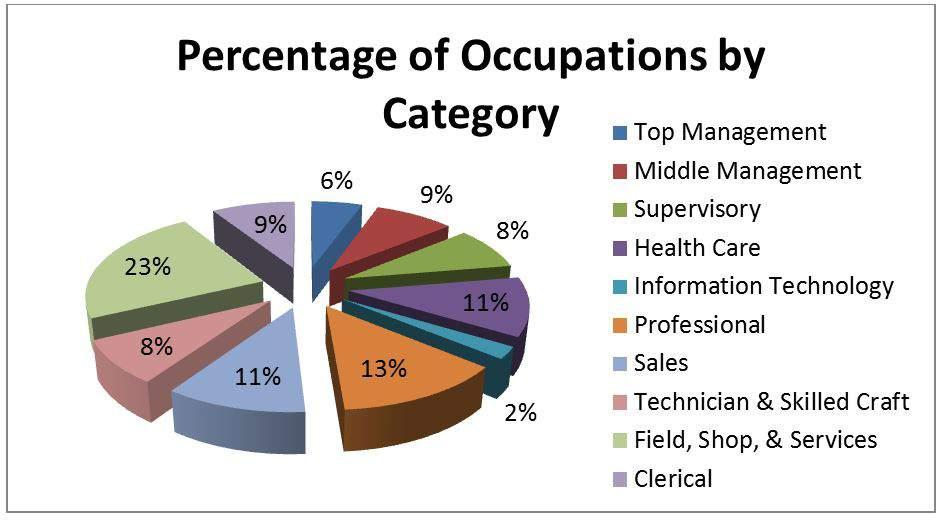 Occupational Categories In the process of examining the growth of compensation data on a national basis, the data are broken into 10 specific occupational categories to study changes in compensation