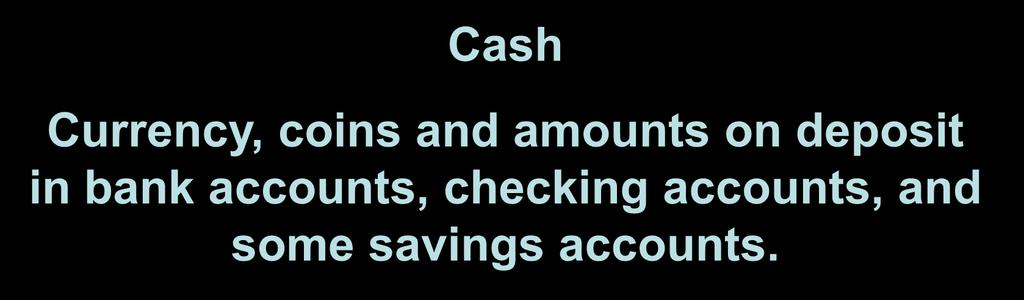 4 Current Asset Introduction Cash, Cash Equivalents and Liquidity Cash Currency, coins