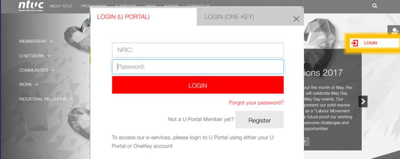 Step 2: Key in Your NRIC and U Portal Password, and