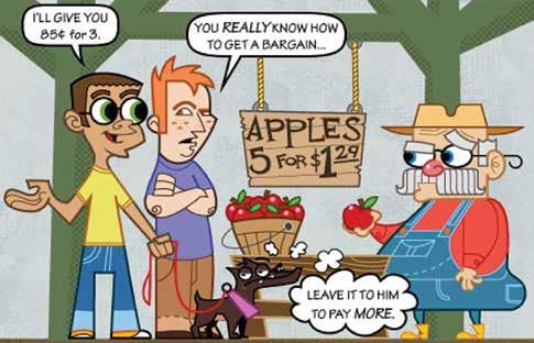 Unit 4 Proportional Reasoning Applications The customer in the cartoon offered to pay more than the farmer was asking for the apples. Can you see why?