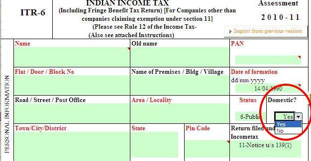 10.2 Selection of Domestic Company Yes/No for ITR 6 For taxpayers filing ITR 6, the correct selection while opting for item under General Information relating to If a Domestic Company must be made.