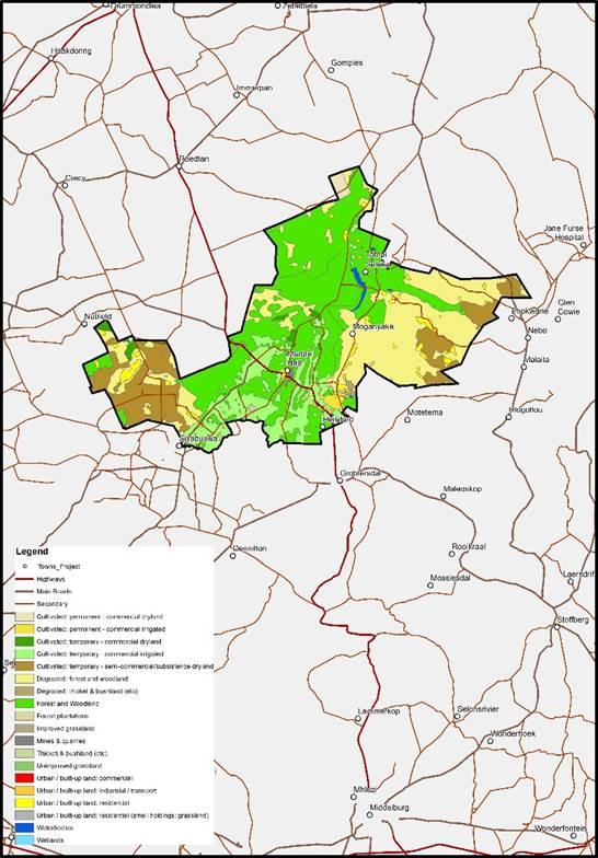 Wetlands 6 Total Land Area 47 53 Source: South African National Land Cover Cultivated dryland is a major land use in Randfontein (in terms of geographic area) with almost 38% of land in the municipal
