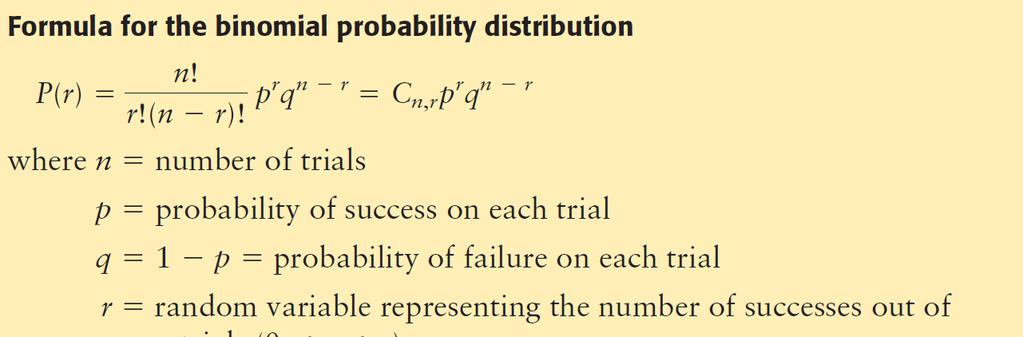 5.3 The Binomial Distribution The main part of a binomial experiment is to find the probability of