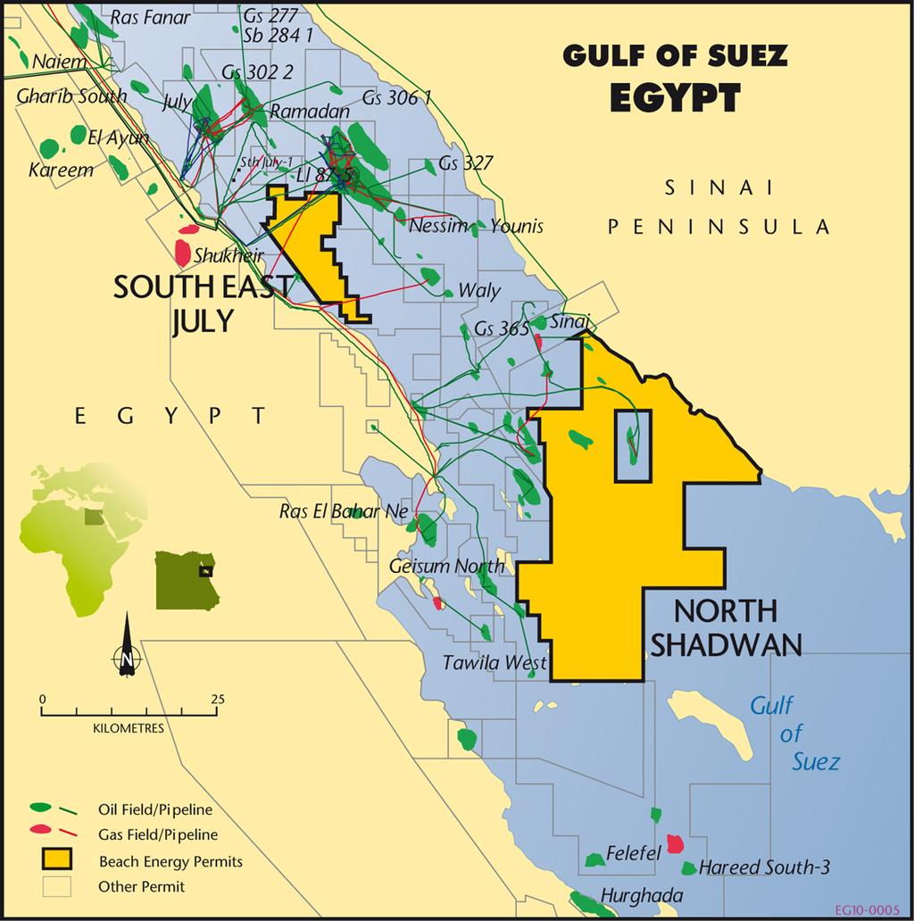 The base business - Gulf of Suez: First oil within months Beach 20% interest High potential Gulf of Suez acreage Three existing oil discoveries: