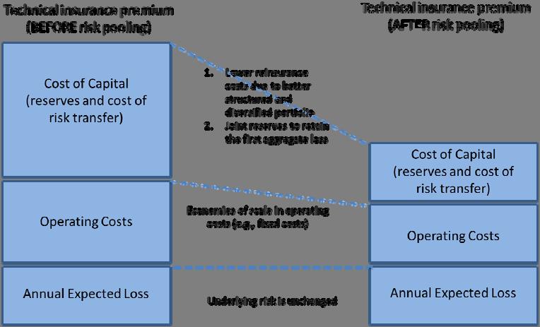 of capital, 46 reserves, and insurance. In addition, due to economies of scale (i.e., fixed costs are spread across participating countries), risk pooling reduces operating costs to participating members.
