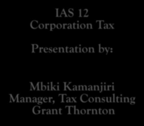 IAS 12 Corporation Tax