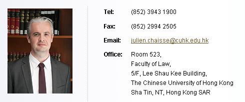 Twitter @Jchaisse CUHK Faculty of Law http://www.law.cuhk.
