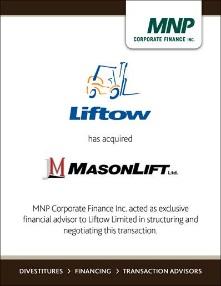 About MNP Corporate Finance DEAL EXPERIENCE Over the past 10 years we have completed in excess of 200 transactions.