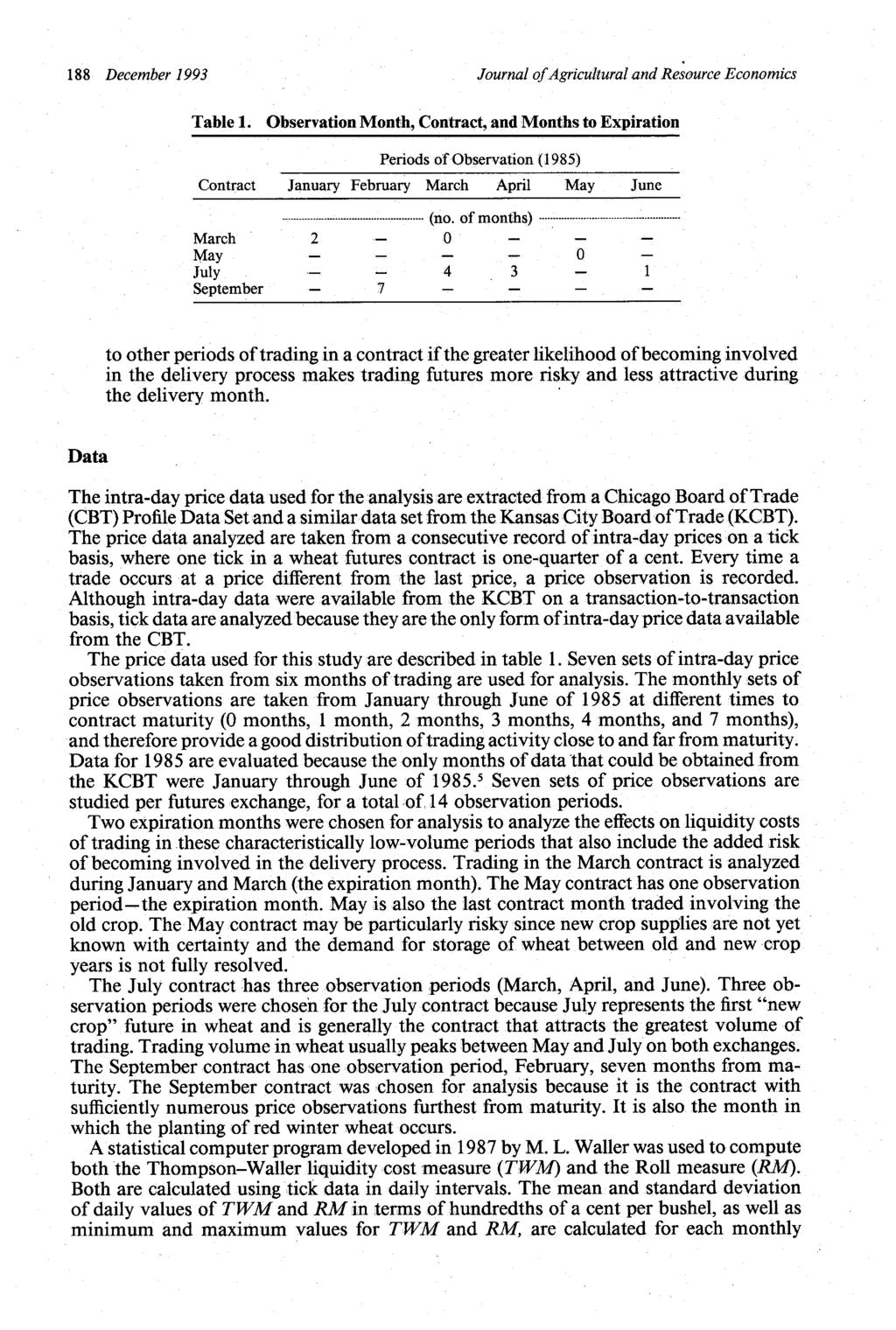 188 December 1993 Journal of Agricultural and Resource Economics Table 1.