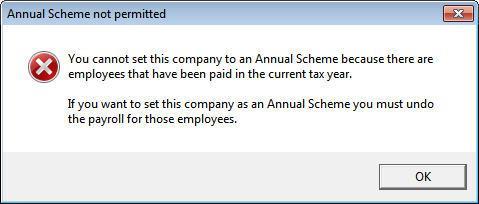 Annual Scheme An Annual Scheme indicator is now available in Company Options.