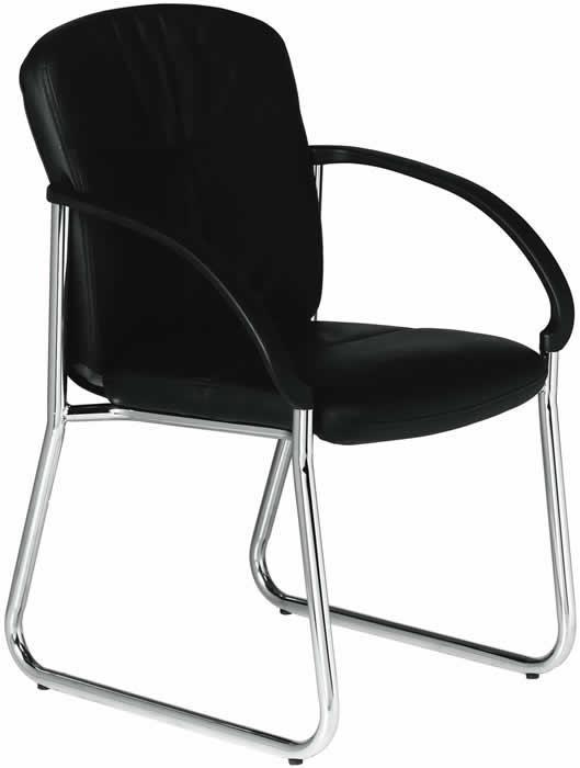 6 Visitors Chairs- skid base arm chair visitors chairs leather combo black C.