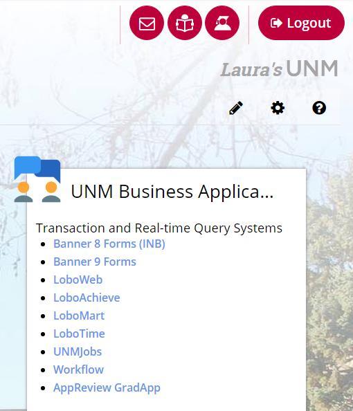 Log into Banner 9 To log into Banner 9: Click on the Banner 9 link in the business application section of MyUNM or