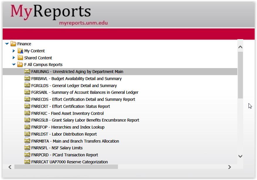 A/R Aging Report MyReports MyReports is the reporting tool for Banner that creates the A/R aging report, FARUNAG.