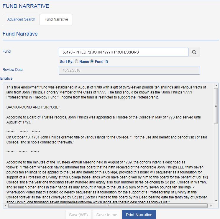 PRINT OR DOWNLOAD a NARRATIVE Fundriver Training There are two (3) places to view/print/download a Fund Narrative. (1) Under Organize/Funds, Click on the Fund Narrative Tab.