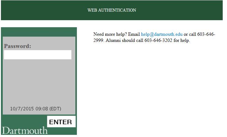 Once you have entered your Dartmouth Name and Password and