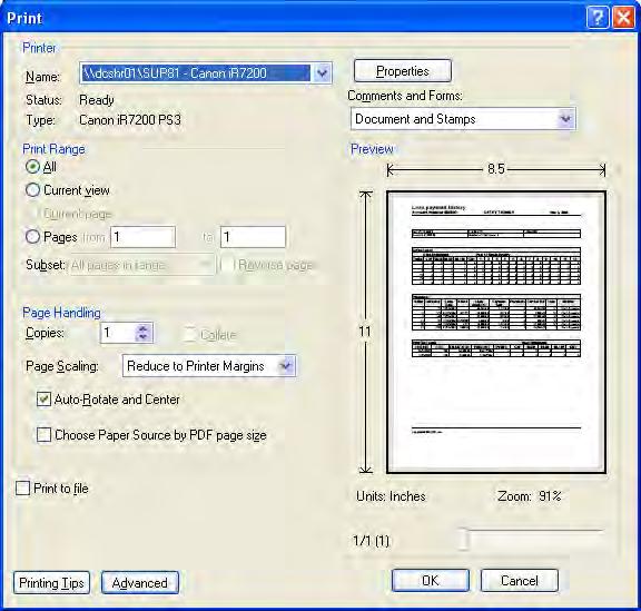 The Print dialog box displays: (4) Click on the
