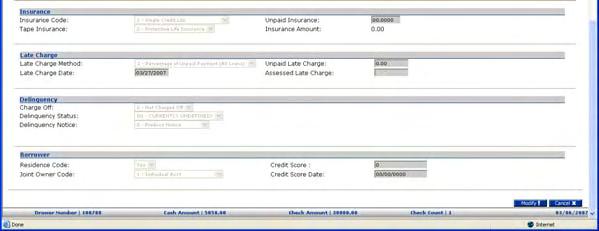 The Account Profile screen displays: (1) Click on the consumer loan Suffix # drop-down list and select General Loan