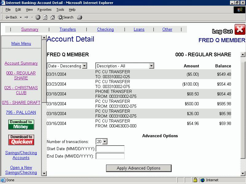 CU*@HOME Transaction Sorting and Search Features CU*BASE Software Upgrade - May 17, 2004 Page 3 of 13 New sorting and filter/search features have been added to the CU*@HOME Account Detail screen