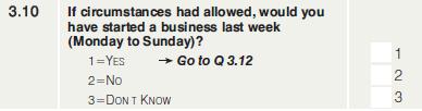 STATISTICS SOUTH AFRICA 32 0211 Question 3.10 Started business (Q310STARTBUSNS) (@65 1.) This question is applicable to people not working.