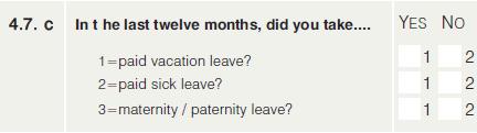 STATISTICS SOUTH AFRICA 50 0211 Maternity/paternity leave (Q47CMATERNITY) (@112 1.) The question aims to establish if employees went on maternity or paternity leave in the last 12 months.