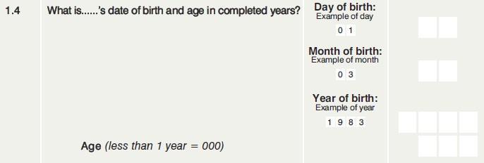 STATISTICS SOUTH AFRICA 69 0211 Question 1.4 Age (Q14AGE) (@230 3.) Derived variable This is a derived variable indicating the age of the household member.