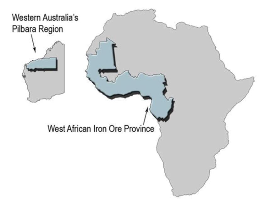 An Emerging Iron Ore Province in West Africa Liberia is part of the West African Iron Ore province stretches from the Republic of Congo in the south through the Gulf of Guinea to Mauritania in the