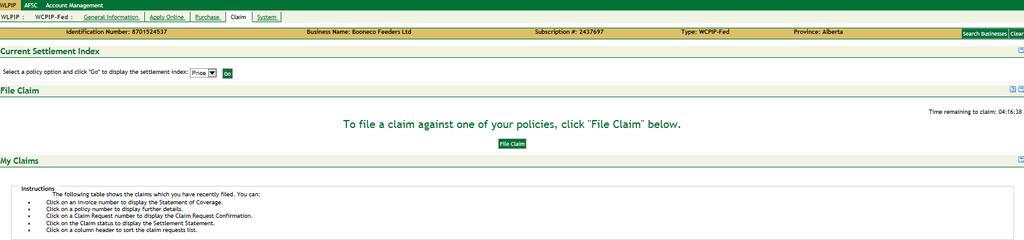 Filing a Claim for WCPIP policies: 1. Login to the WLPIP website at https://www.wlpip.ca/login. 2.