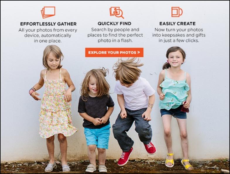 All- New Shutterfly Photos Key Consumer Benefits Improved photo organization by timeline, albums, tags, places, or favorites Find people using facial recognition