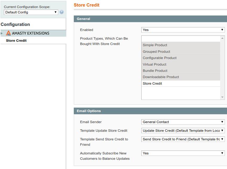 To specify general extension settings please go to System > Configuration > Store Credit 1.