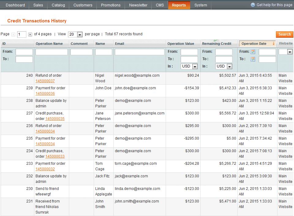 4. Transactions History To view detailed transactions history please go to Reports > Credit