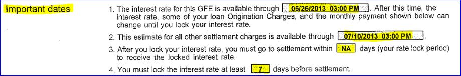 Ensure the following information matches the initial GFE in FastTrac. Good Faith Estimate (GFE) Loan NOT locked: 1.