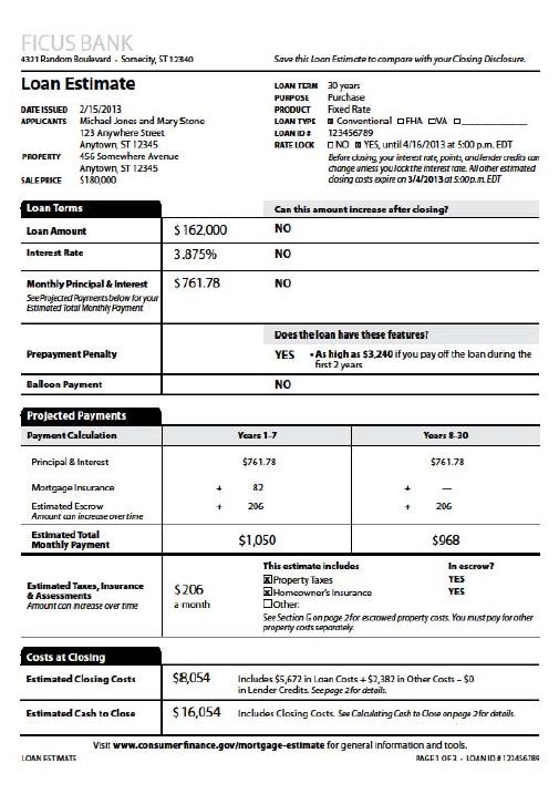 Loan Estimate Page 1 Additional required disclosures and calculations if YES for this loan term Payment Calculations are very