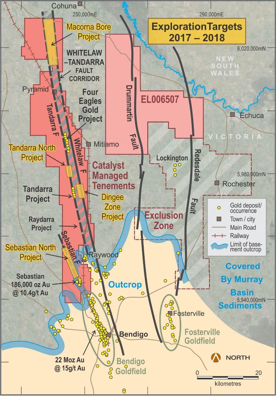 Control of Entire Whitelaw Gold Corridor Bendigo produced 22 million ounces of gold at 15g/t Au Gold corridor continues north of Bendigo Totally concealed