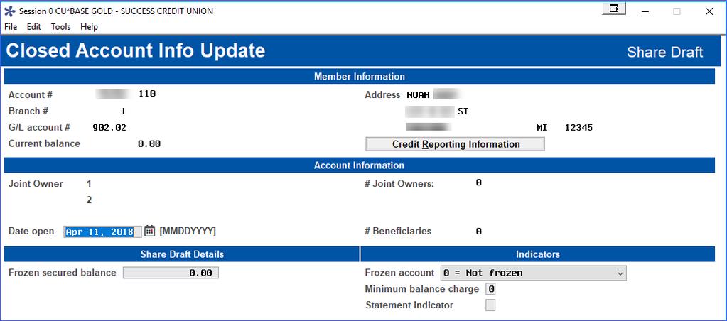 UPDATING BUREAU CODES AFTER CHARGE-OFF When the account is charged off, it is closed.