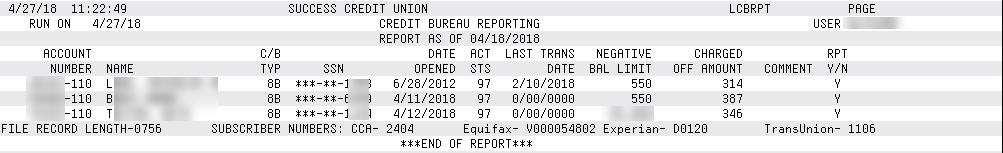 You can confirm these accounts were sent by the on-demand report access via Tool #658 Print Account Info Sent to Credit Bureau.