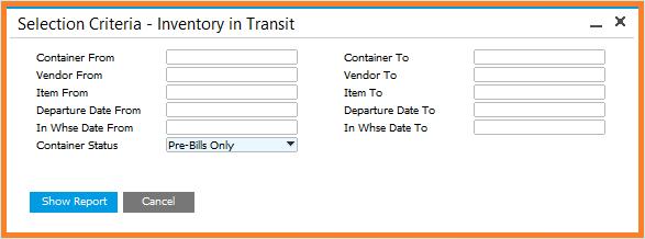 Inventory in Transit Resolv > Resolv Container Management > Container Reports > Inventory in Transit If you are using pre-billing, this report is available.