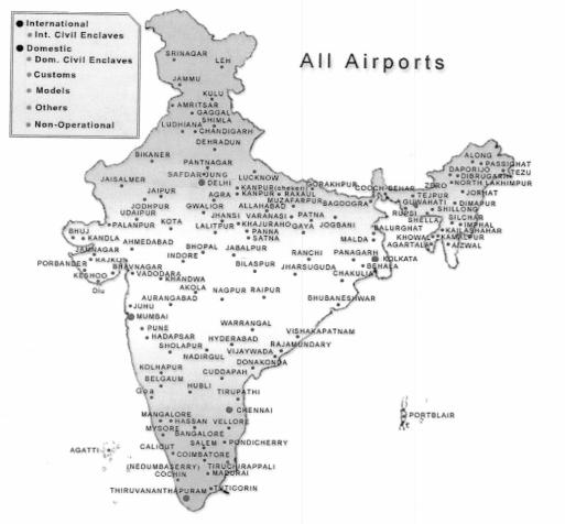 The following map shows India s airports according to the information currently available on the website of the AAI. Source: AAI (http://www.airportsindia.org.