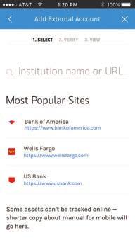 Select a financial institution by searching