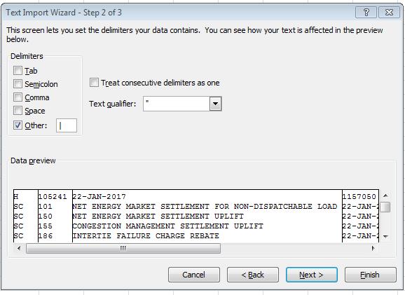3. Preliminary Settlement Statements and Data Files On the next screen, indicate what is delimiting the file.